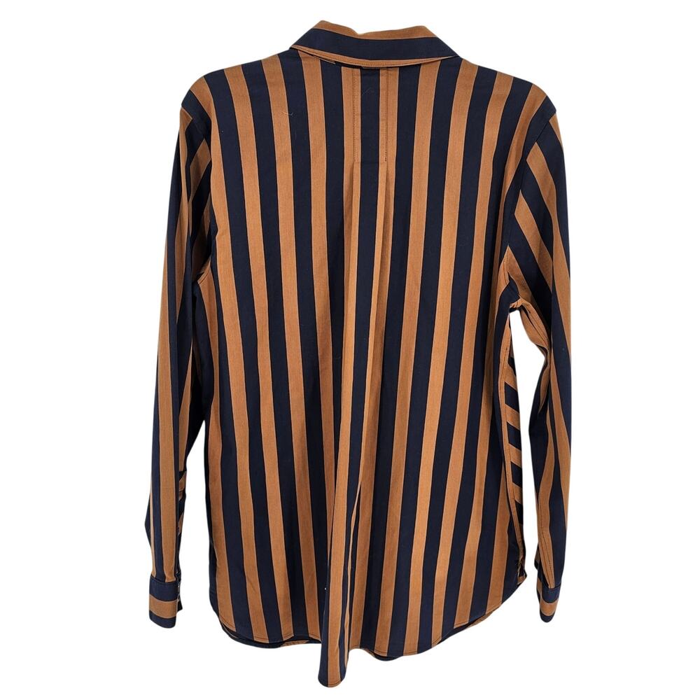 Chico’s Navy Striped Preppy Button Up Office Classic Tunic Top Shirt Sz 2 US 12 - Picture 3 of 7